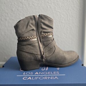 Jellypop Gray Braided Ankle Booties